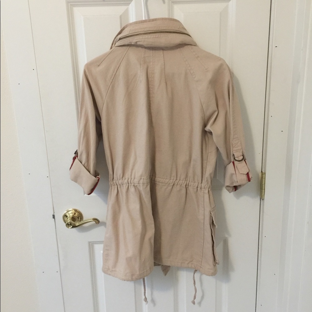Long Cream-Colored Utility Jacket - Picture 3 of 4